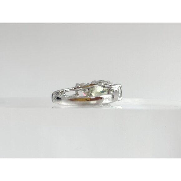 Peridot & CZ Gemstone Adorned Minimalist Sterling Silver 925 Vintage Ring - sz 7 - Picture 16 of 16